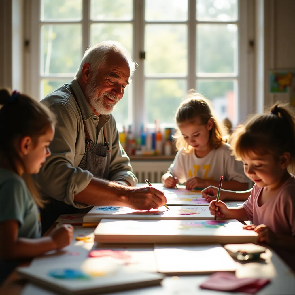 Dzieci uczące się gry na instrumentach w grupie muzycznej.